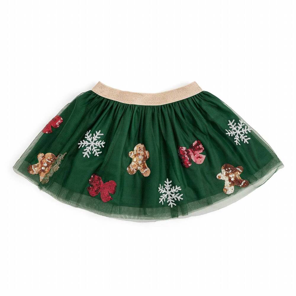 NEW SWEET WINK kids' gingerbread joy sequin christmas tutu in green